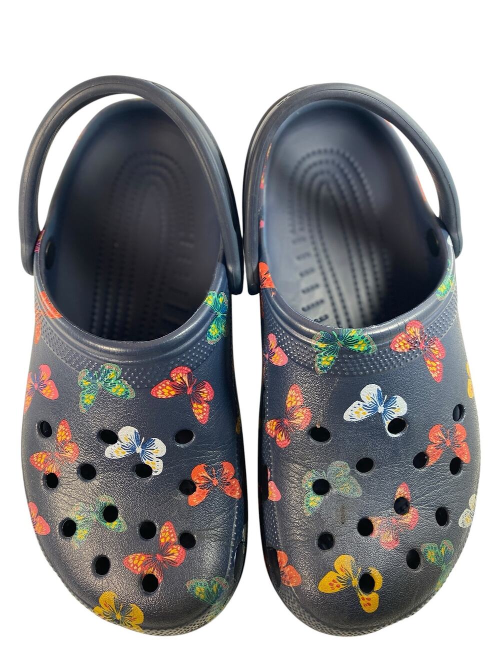 Crocs Classic Vacay Vibes Butterfly Clogs Navy Blue Festival Print Size M9 W11